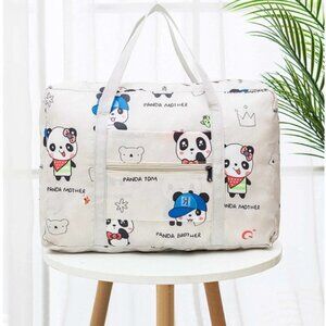 Travel Bag Panda Family Double Handle Packable Self Contained NWT